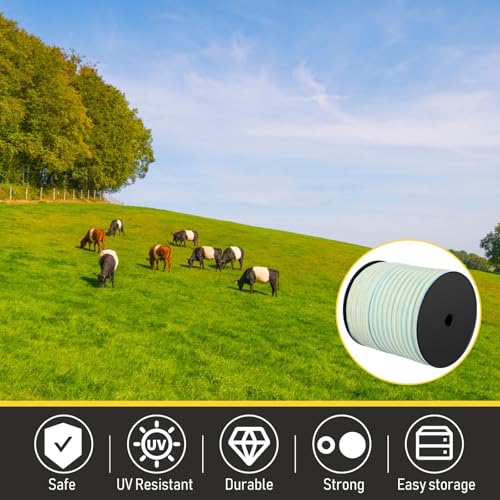 1 Roll 3/4 Inch x 2000 ft Electric Fence Tape for Livestock Polytape Fencing Horse Fence with High Visibility(Green) - color: Green, size: 3/4 Inch X 2000 ft