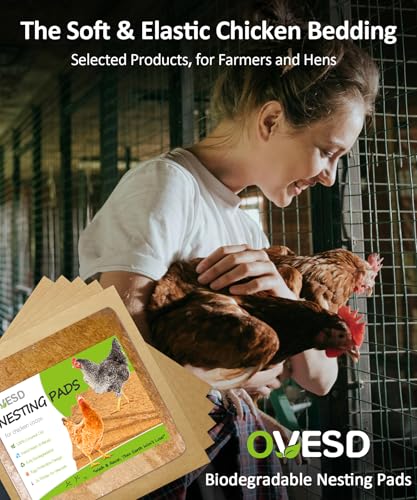 3X-Thick Nesting Pads for Chicken Coop (12"x12"), 5 Reusable Hen Laying Pads and 5 Moisture-Proof Paper, Washable & Biodegradable Hemp Bedding Mat for Hygiene & Egg Protection