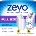 Zevo Flying Insect Trap for Fruit Flies & Gnats, 4 Bases & 4 Refills | Fly Trap Catches House Flies, Gnats & Fruit Flies 24/7, Spray-Free, Odor-Free, Blue & UV Light, Safe for Kids & Pets* - style: 4 Devices & 4 Cartridges
