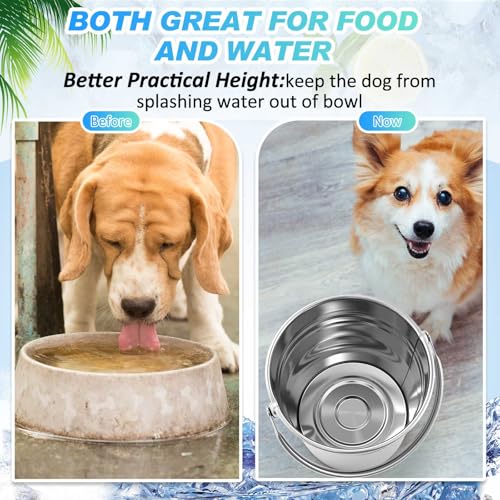 Hicarer 10 Pack 2.1 Quart Stainless Steel Dog Water Buckets, Metal Pails | For Dogs Birds Cats & Livestock, Pets, Kennels, Fences, Gardening, Camping, Handle Design, Heavy Duty, Durable, Easy Clean - size: 2.1 Quart