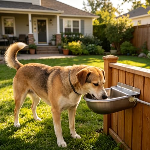 Automatic Horse Waterer Large Livestock Water Bowl 1.35Gal Stainless Steel Trough for Cattle Cow Pig Sheep Pet Dog