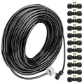 Misting Cooling System 98.4FT (30M) Misting Line + 50 Brass Mist Nozzles + 50 T-Connectors + 1 Faucet Adapters (3/4") Outdoor Mister for Patio Garden Greenhouse Trampoline for Waterpark | 50 Brass Nozzles and 50 T-Connectors, 3/4" Faucet Adapter, Patio, G