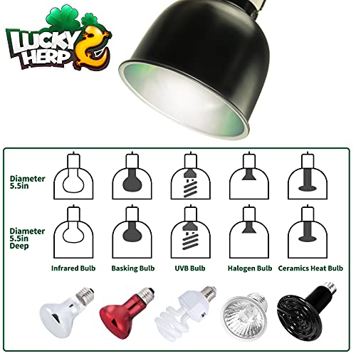 LUCKY HERP Aluminum 5.5inch Deep Dome Reptile Light Fixture, Reptile Heat Lamp Fixture for UVB Bulb Basking Heat Bulb - color: Deep Dome Reptile Light Fixture, size: 5.5 inch Non-Adjustable