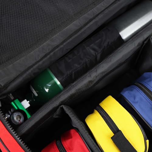 Lightning X Fully Stocked X-Tuff Modular Oxygen Trauma Bag w/Removable Organizer Pouches for EMS/EMT + First Responder - Red - color: Red