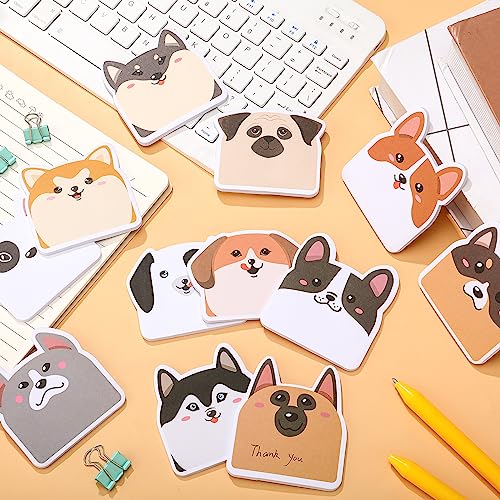 Yinder 24 Pads Cute Dog Sticky Notes Kawaii Animal Sticky Notes Pads Bulk | Fun Cartoon Memo Pad Self Adhesive Tab Back to School Gift for Teacher Student Classroom Veterinary Dog Office Supplies - style: Dogs