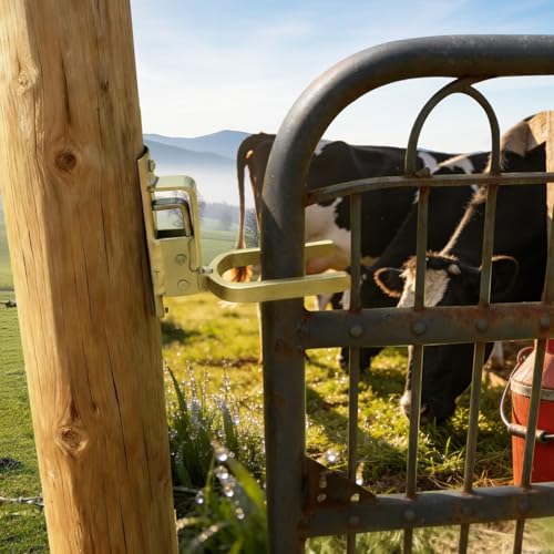 1PCS Heavy-Duty One-Hand Gate Latch for Farm, Ranch & Backyard | Automatic Spring Lock, Rust-Resistant Steel, Easy Install on Wood, Metal & Pipe Gates