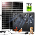 25W Metal Frame Solar Powered Fan with Battery | IP65 Waterproof Solar Exhaust/Intake Fan for Chicken Coop, Greenhouse, Dog House and Shed, Low Noise