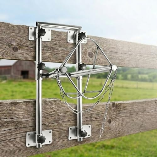 Heavy Duty Adjustable Stainless Steel Sturdy Goat Sheep Stand | Premium Reinforced Stainless Steel Livestock Trimming Goat Stand, 4-17.7 Inches Adjustable Height Animal Care Feeder Unit