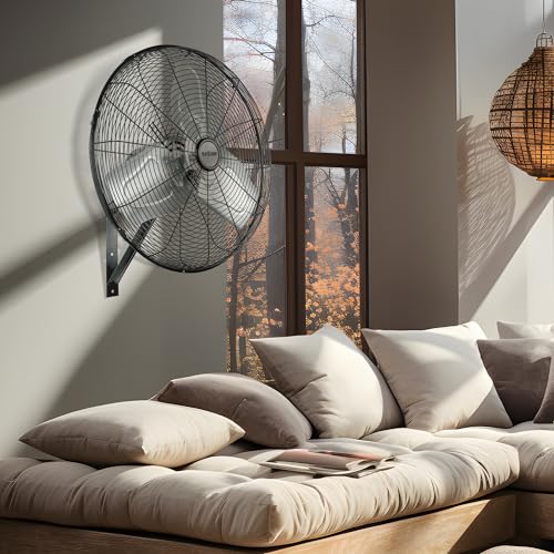 Hurricane Pro Commercial Grade Oscillating Wall Mount Fan, Black, 30in | Heavy-Duty All-Metal Corded Air Cooling Unit for Home, Garage, Greenhouse & Workshop - style: 30" Pro Commercial Grade