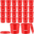 Tioncy 24 Pcs 2 Gallon Plastic Buckets with Lids and Handles,Red | Storage Pails for Paint, Cleaning, Organizing, Durable Containers, Metal Handles, Plastic Material - color: Red