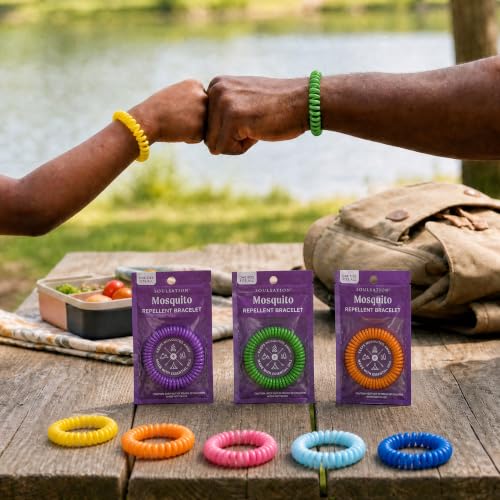 SoulSation 50 Pack Mosquito Repellent Bracelets, DEET-Free for Kids & Adults, Individually Wrapped Bands - size: 1 Count (Pack of 50)