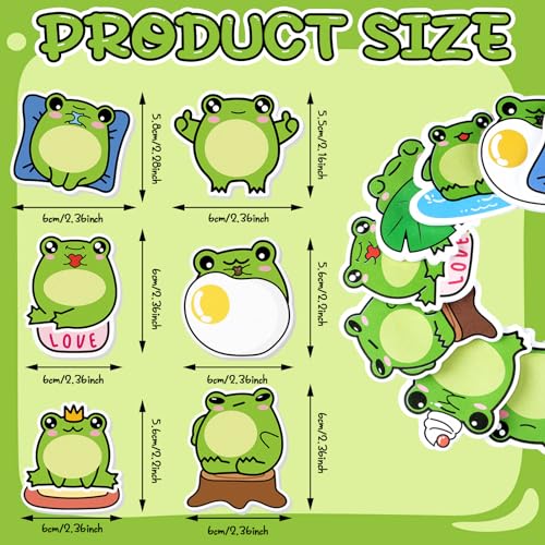 Yinder 24 Pads Frog Sticky Notes Kawaii Cartoon Party Favors School | Fun Memo Pads for Students, Self Adhesive Notepad Gifts, Back to School Supplies, Cute Desk Organizer Accessories - style: Frog