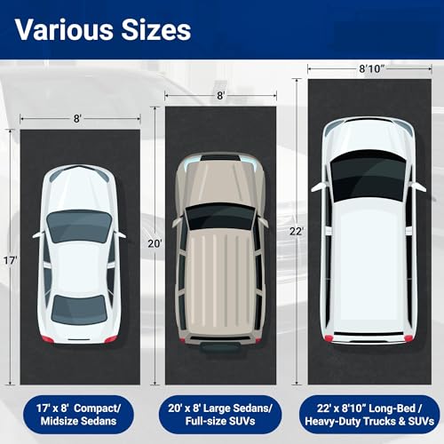 FLEXIMOUNTS 20x8 Ft Heavy Duty Garage Floor Mat - Anti-Slip Backing & Oil Absorbent Surface, Premium Waterproof Garage Carpet for Floor, Durable Parking Mat for SUV - size: 20' x 8'