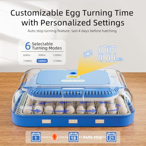 70 Egg Incubator for Hatching Eggs, Intelligent Incubator with high Hatch Rate - DualPower System, Auto Temperature & Humidity Control for 30+ Species, 360° Observation Dome & Cold Spectrum Candling