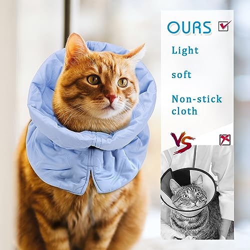 Adjustable Recovery Collar - Lightweight | Waterproof & Soft for Cats & Dogs - Prevents Licking Wounds (S) - color: light blue