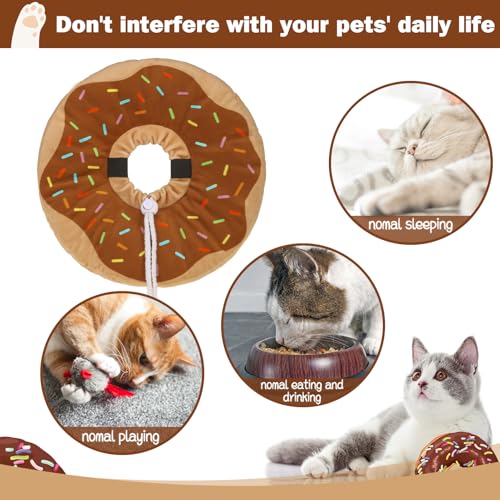 Cat Cone Collar Soft, Cat Recovery E Collar After Surgery to Stop Licking, Adjustable Waterproof Neck Elizabethan Pet Kitten Puppy Donut Pillow for Cats Wound Healing, Donut - color: Donut, size: Small(5-9.5in)