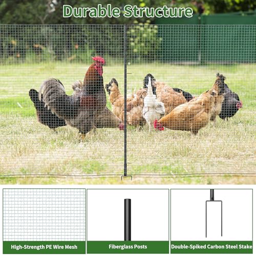 Non Electric Fence Netting, 40" x100' Portable Movable Livestock Nets Mesh for Chickens,Goats, Sheep, Dog, All-Purpose Fencing for Backyards, Homesteaders, Farms Ranches, and Gardens