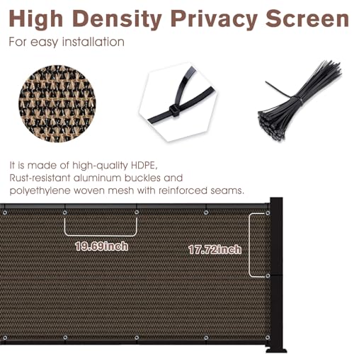 SUNNY GUARD 2.5' x 5' Balcony Privacy Screen, HDPE Patio Railing Cover Fence - color: Brown, size: 0 2.5' x 0 5'