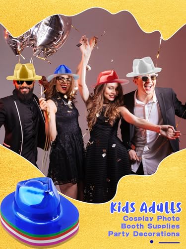 36 Pcs Party Gangster Hats Plastic Party Hats Bulk Fedora Party Hats for Kids Adults Cosplay Photo Booth Supplies - color: Color Set 1