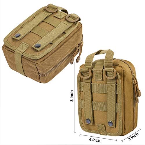 2-Pack First Aid Pouch 1000D Nylon Tactical Molle Medical Pouch Utility Pouch for Outdoor Activities Medical Supplies Bag Only - color: Khaki