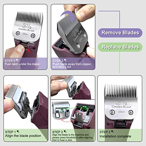 3-1/2 Replacement Blade compatible with Oster Classic 76/Andis dog Clipper | Cut Length 3/8"（9.5MM）,2 Pack,Compatible with Andis/oster Classic 76/Star-Teq/Power-Teq/A5 Clipper - color: SIZE 3-1/2(2 PACK)