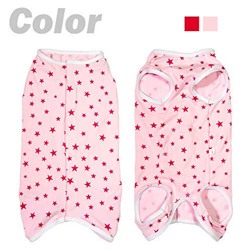 Dog’s Recovery Suit Post Surgery Shirt for Puppy, Wound Protective Clothes for Little Animals(Pink Stars-m) - color: pink stars, size: Medium
