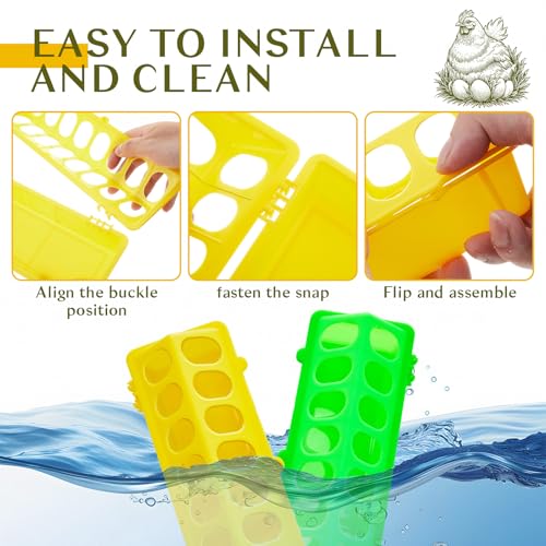 Didaey 12 Pieces Quail Feeders and Waterers Plastic Flip Top Chick Feeder No Waste Trough Dish Dispenser for Baby Chick Bird Pigeon Small Poultry Brooder Ducks, 3 Colors