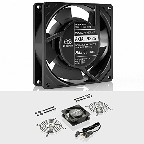 AC Infinity AXIAL 9225, Muffin Fan, 115V 120V AC 92mm by 92mm by 25mm High Speed, for DIY Cooling Ventilation Projects | High Speed, UL-Certified for DIY Cooling Ventilation Projects - size: Single 92 x 92 x 25 mm, High Speed