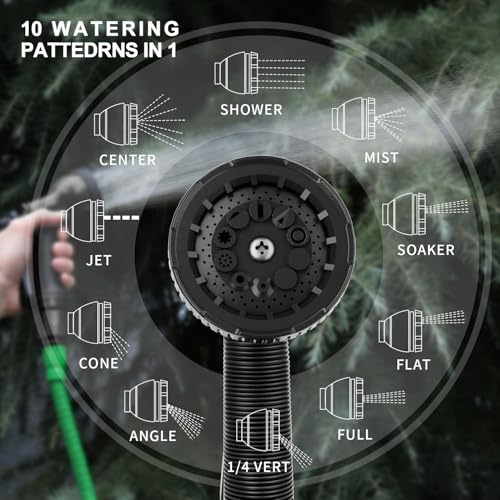 Besiter Garden Hose Nozzle Sprayer: 10 Watering Patterns Spray Nozzles Heavy Duty Hose Head Hose Attachment - color: Black