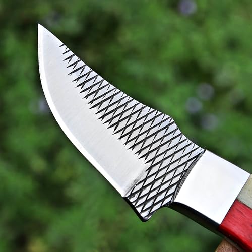 Custom Handmade 7'' fixed blade hoof rasp knife Cow boy knife Bull cutter Cowboy knives with Turquoise Handle pancake leather sheath (TAXES FLAG) - color: TAXES FLAG