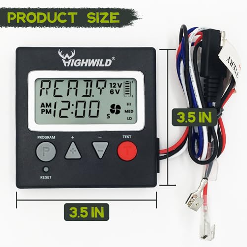 Highwild 6V/12V Universal Game Feeder Digital Timer | Up to 8 Feed Times Deer Feeder Timer with Adjustable Feed Duration, Motor Speed, LCD Display, and Memory Function for Hunting