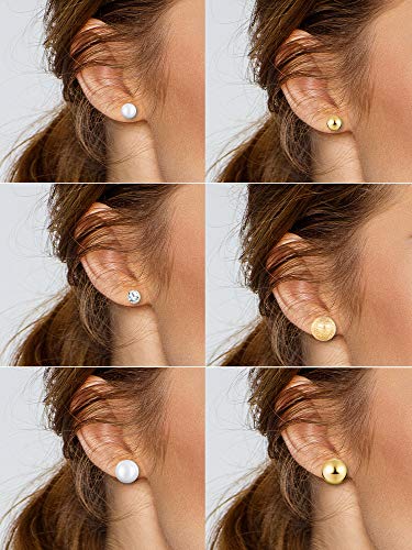 BBTO 24 Pairs Stud Earrings, Crystal Pearl Ear Stud for Women | Earrings, Alloy and Gold, Sliver Gold Black, for Men Women Loved Ones and Friends - color: Gold
