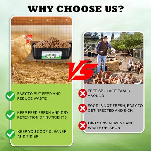 5 Pack Chicken Feeder, Duck Feeder Supplies, Hanging Fence Feed Trough with Clips for Goat, Sheeple, Piglet, Gooses, Turkeys, Dog Livestock Poultry, 8 Quarts in Total, Feed Scoop Included, Black - color: Black 5pcs