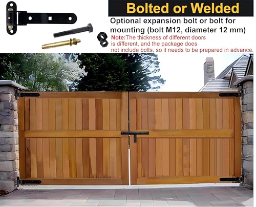 13" Heavy Duty Strap Gate Hinges,900LBS Load Capacity,Thickened Solid Steel | 2Pcs Built-in Ball Bearing T Hinge for 180°or90°Smooth Swing,Bolt or Weld-On Wooden/Metal,Garden Fence Shed Barn Gate(Patent) - size: Large-R