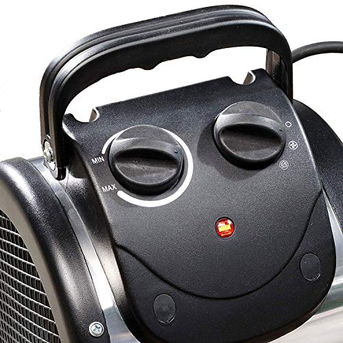 BioGreen Electric Greenhouse Heater & Fan with Digital Thermostat PALMA | 1500 Watts, 5100 BTU/hr | 5800 ft³/h Air Circulation -58 to 210.2°F | Stainless Steel | Spraywater Proof - color: Black