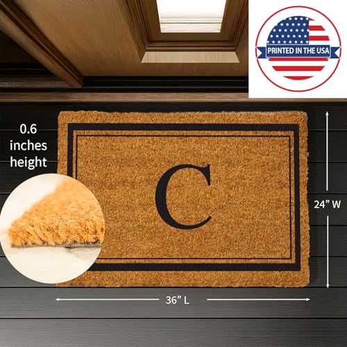 Evergreen Flag Large Coir Doormat, 36x24 Inches, Brown, Letter C - color: Letter C, size: 36 x 24 inches