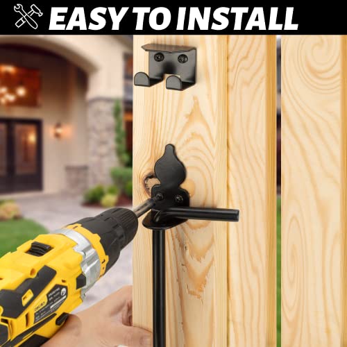 18" Heavy Duty Cane Bolt Gate Drop Rod Fence Hardware Ground Latch Stopper | for Wood/PVC/Vinyl/Metal Fences Gates, Double Doors, Black Solid Steel -1 Pack - color: 1 PACK, size: 18 Inch