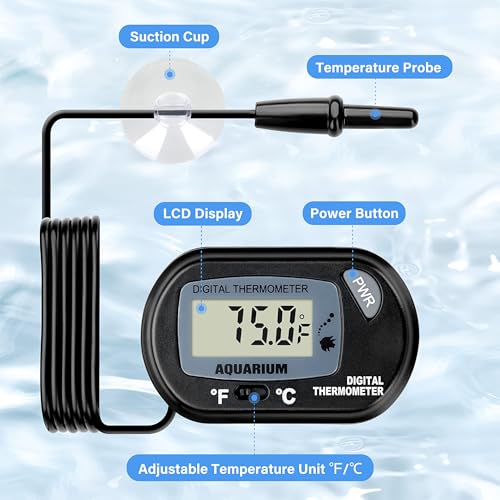 iPower 8 by 12-Inch Reptile Heat Mat with Temperature Adjustment, LCD Digital Aquarium Thermometer, Terrarium Heating Pad for Reptiles & Amphibians - size: 8 X 12 Inch, style: Pad with Adjust Knob+ Thermometer
