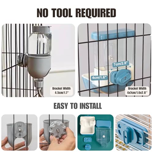 Automatic Pet Food Water Dispenser, Auto Gravity Pet Feeder Water Bottle Set for Crate Cage, Feeding Station for Small Dog Cat Rabbit Guinea Pigs Chinchilla Ferret Hedgehog (Blue) - color: Blue