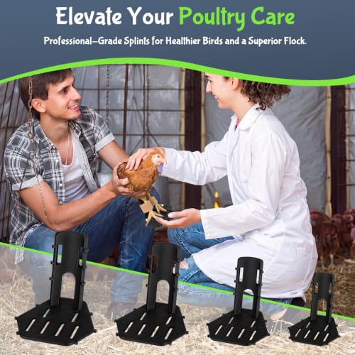 Xuhal 8 Pack Poultry Leg Support Kit with Toe Separator & Bandage 4 Sizes Chicken Splint for Broken Feet & Curled Toes Fixing Fractures, Curled Toes, Bumblefoot in Ducks, Chickens, Geese (Black) - color: Black