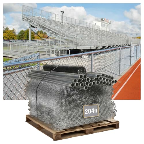 Fencer Wire 11.5 Gauge Durable Galvanized Steel Chain Link Fence Kit, Complete Fencing DIY Set w/Fence Fabric, Gate, Posts, Top Rails & Hardware for Yard, Garden & Animal Enclosures (4ft. x 204ft.) - color: Silver, size: 204 FT
