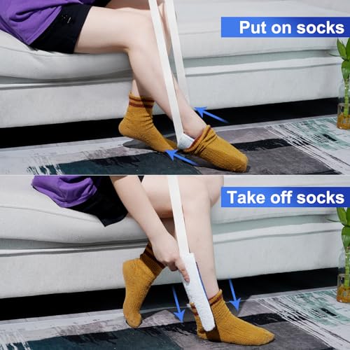 Sock Aid, Sock Helpers to Put on Your Socks for Seniors, Disabled, Pregnancy, Assist Device for Elderly, Tool Aide Puller Easy on and Off with No Bending(Dark Blue) - color: Dark Blue