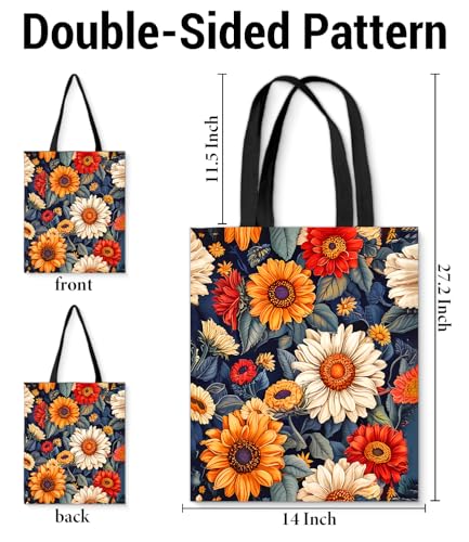 Aesthetic Floral Canvas Tote Bag - Reusable Shoulder Tote Bag for Women Lady Casual Vacation, Shopping, Work, Gym - color: 1
