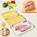 3-Piece Stainless Steel Breading Set – Interlocking Coating Trays for Chicken, Fish, Meat | Non-Slip, Dishwasher Safe, Oven Safe | Stackable Space-Saving Design for Flour, Egg (M-8.6" x 5.8") - size: 8.6" x 5.8" x 1.2"