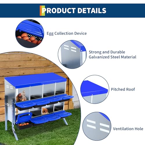 Chicken Nesting Box with Roll Away Design, 2-Layer Hen Nesting Boxes with Legs and Removable Lid, Easy Egg Collection, Cleanable Pull-Out Roosting Box for Chickens