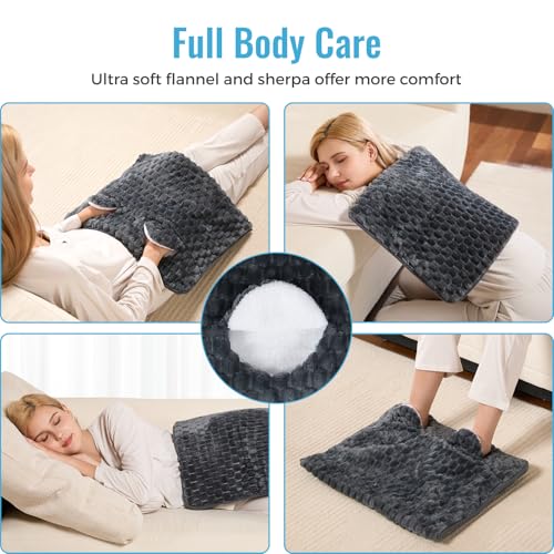 Electric Heated Foot Warmer Soft Flannel Foot Heater with 2h Auto Off & 3 Heat Levels Full Body Use Heating Pad for Feet, Abdomen, Cramps, Pain Relief Pocket Design 16" x 22" Dark Grey - color: Light Grey