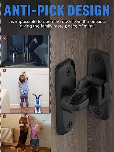 90/180 Degree Flip Barn Door Lock, Protect Privacy - Security Sliding Door Latch, Small Gate Latches Hardware for Barn, Garden, Bathroom, Cabinet, Window (Black-1PC) | Protect Privacy - Security Lock, Small Gate Latches Hardware for Barn, Garden, Bathroom