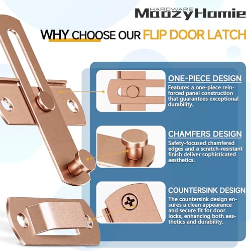 4 Inch Flip Latch Gate Latches, 180 Degree Flip Barn Door Lock Latch, Heavy Duty SUS304 Stainless Steel Flip Sliding Latch, Bolt Buckle Lock for Barn Wood Sliding Doors, Red Bronze, 2 Pack - color: Red Bronze