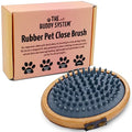 The Buddy System - Pet Close Brush, Oval Palm Brush with Rubber Bristles | Dog & cat grooming brush for shedding, massage, healthy coat, and pet hair care, with rubber bristles for a daily grooming - color: Rubber Bristle - Gray