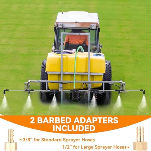 6-Nozzle Poly Boom Wand with 3/8" 1/2" Brass Fitting, 7.5 Ft. ATV sprayer Boom, Wide-Coverage Agricultural & Lawn Spray Attachment for Tractors/UTVs (Metal Wand) - color: Metal Wand